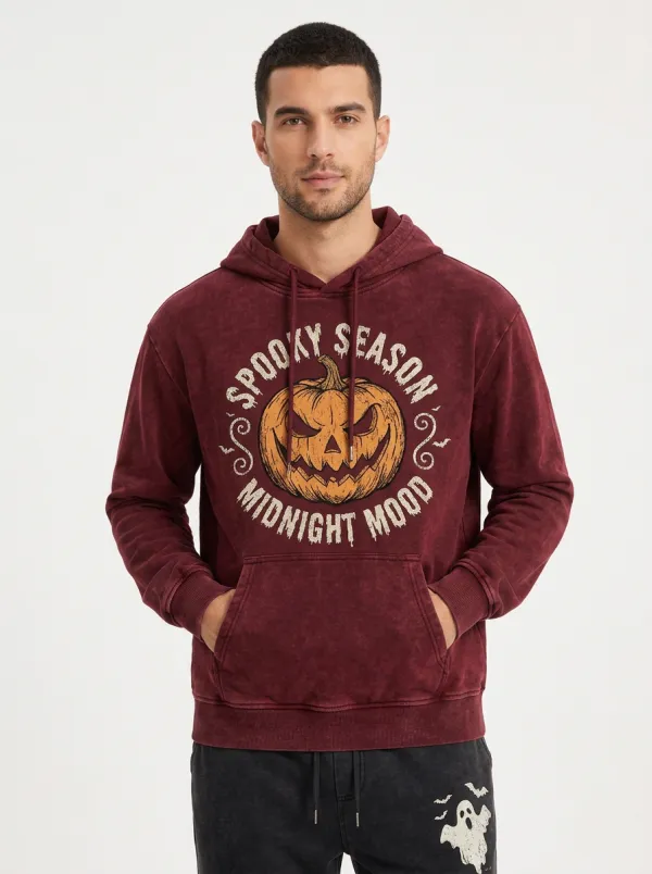 Men's Halloween Spooky Season Pumpkin Ghost Printed Tracksuit
