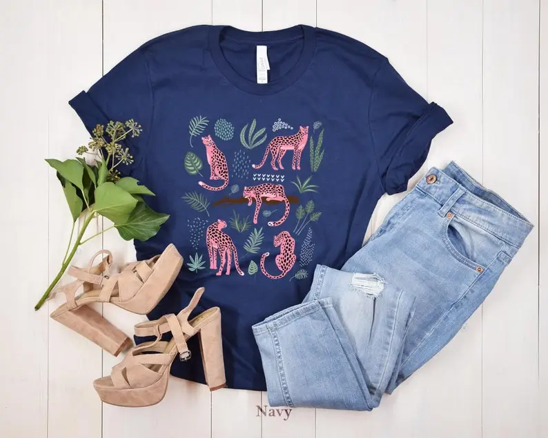 Pink Leopard Shirt Womens Animal Lover T-Shirt