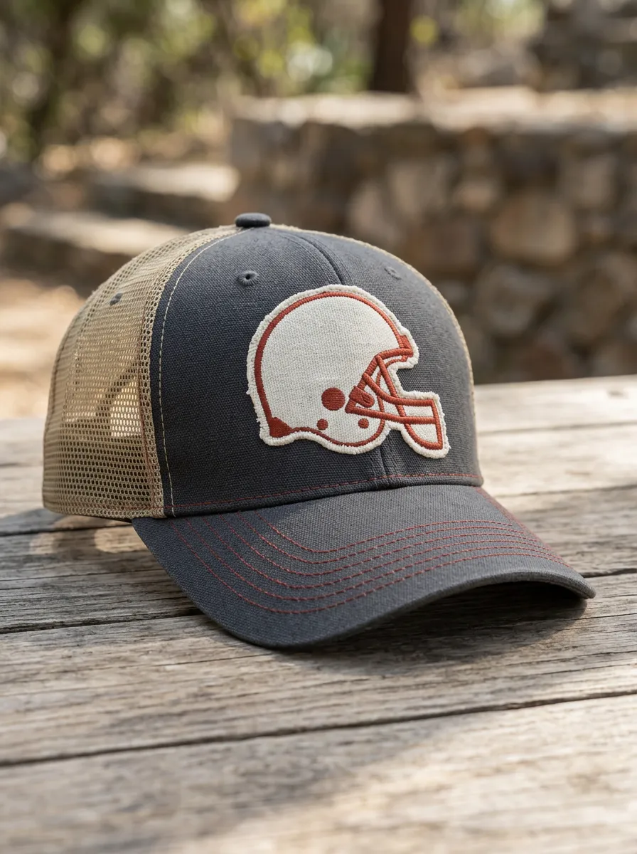 Men's Gridiron Football Fan Helmet Graphic Embroidered Mesh Trucker Hat