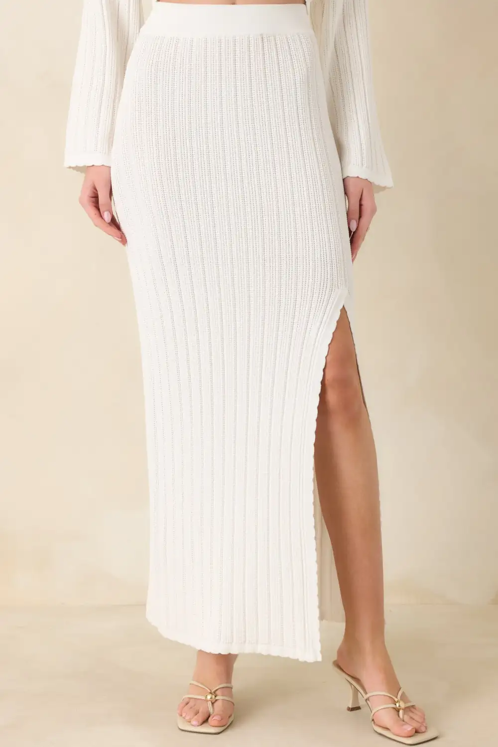 Knit Polyester Midi Skirt