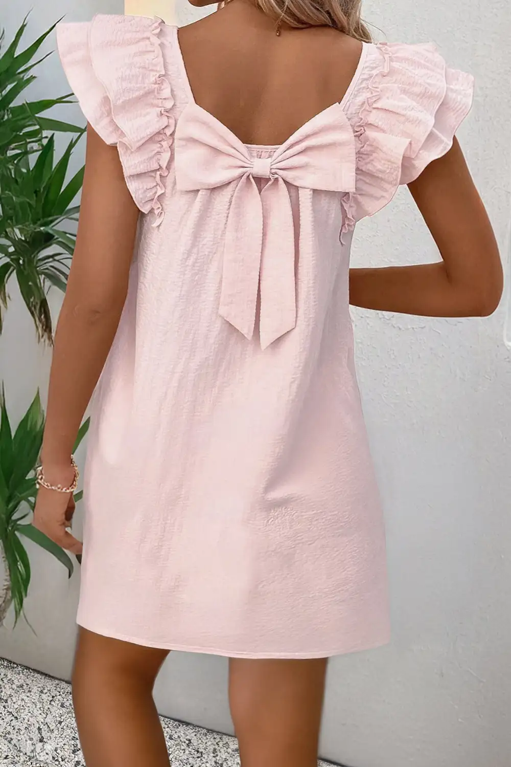 Textured Square Neck Mini Dress