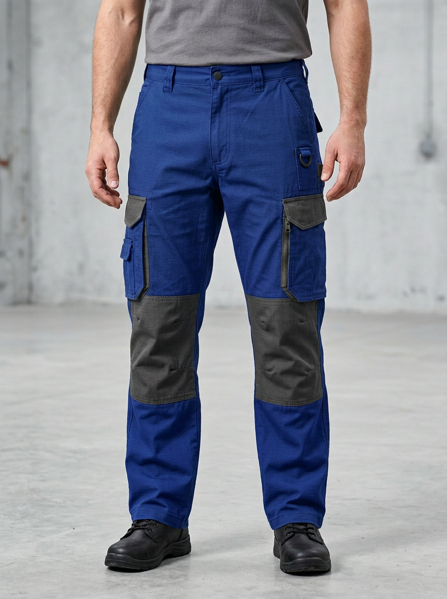 Unisex Contrast Multi-Pocket Tactical Work Pants