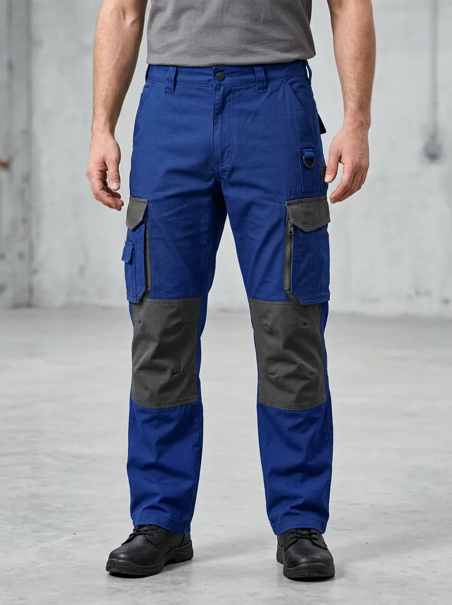 Unisex Contrast Multi-Pocket Tactical Work Pants