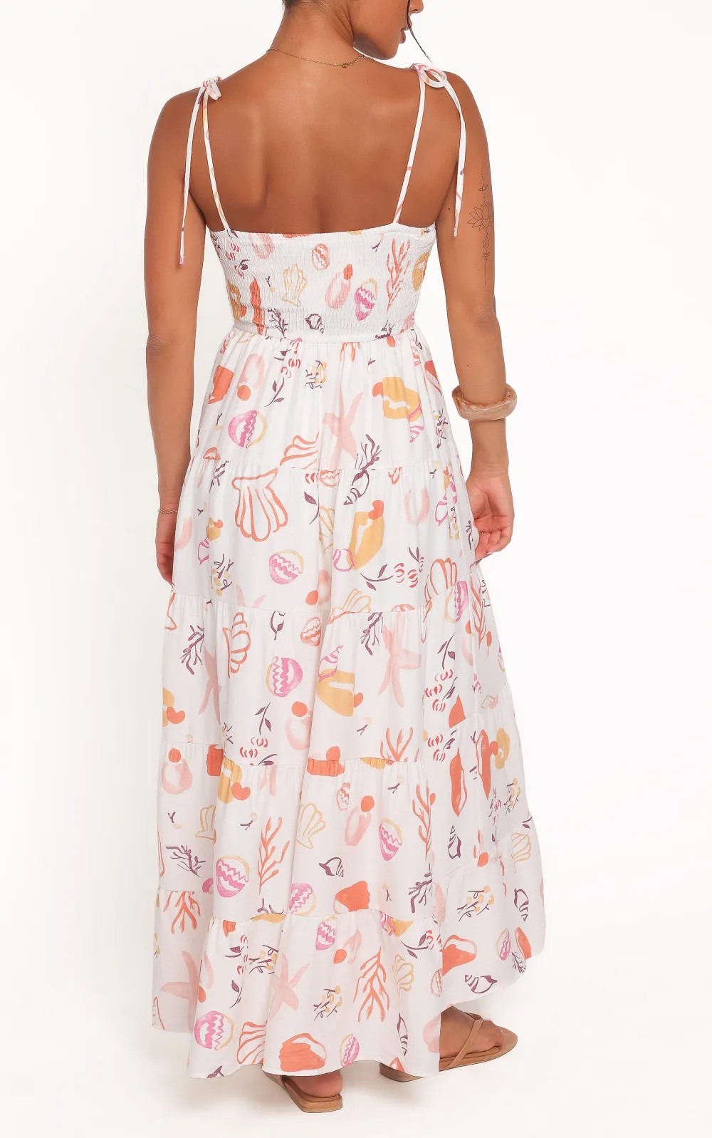 Multi Print Shirred Maxi Dress