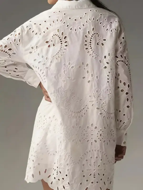 Openwork Buckle Lapel Shirt