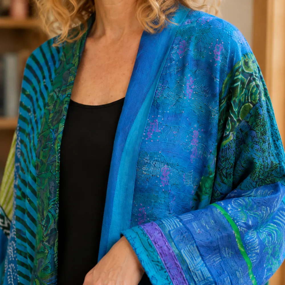 Patchwork Open-Front Cardigan