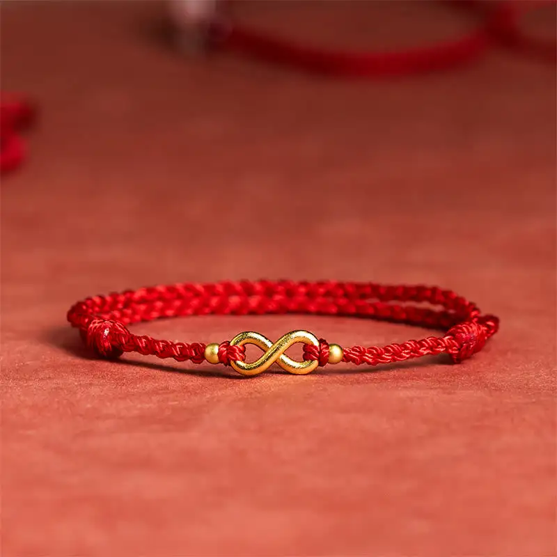 Infinity Charm Brass String Adjustable Bracelet