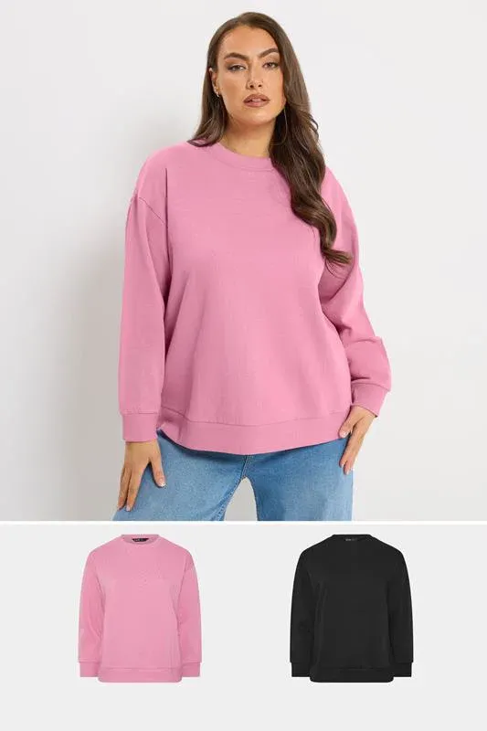 2 PACK Black & Pink Sweatshirts