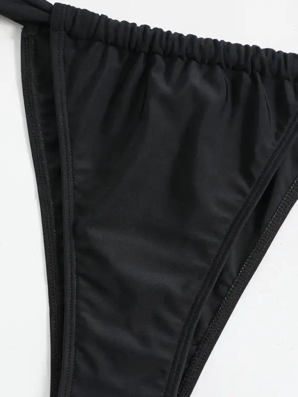 Clean Split One Slant Bikini Top Swim Set