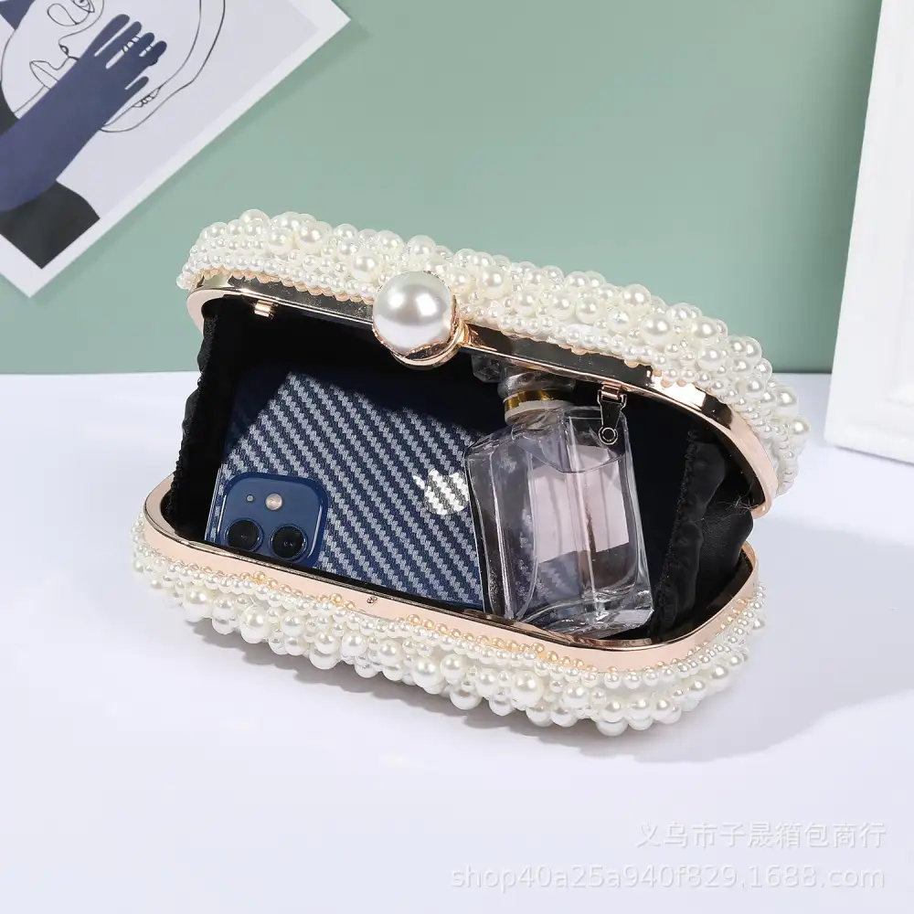 Structured Pearl Clutch Bag