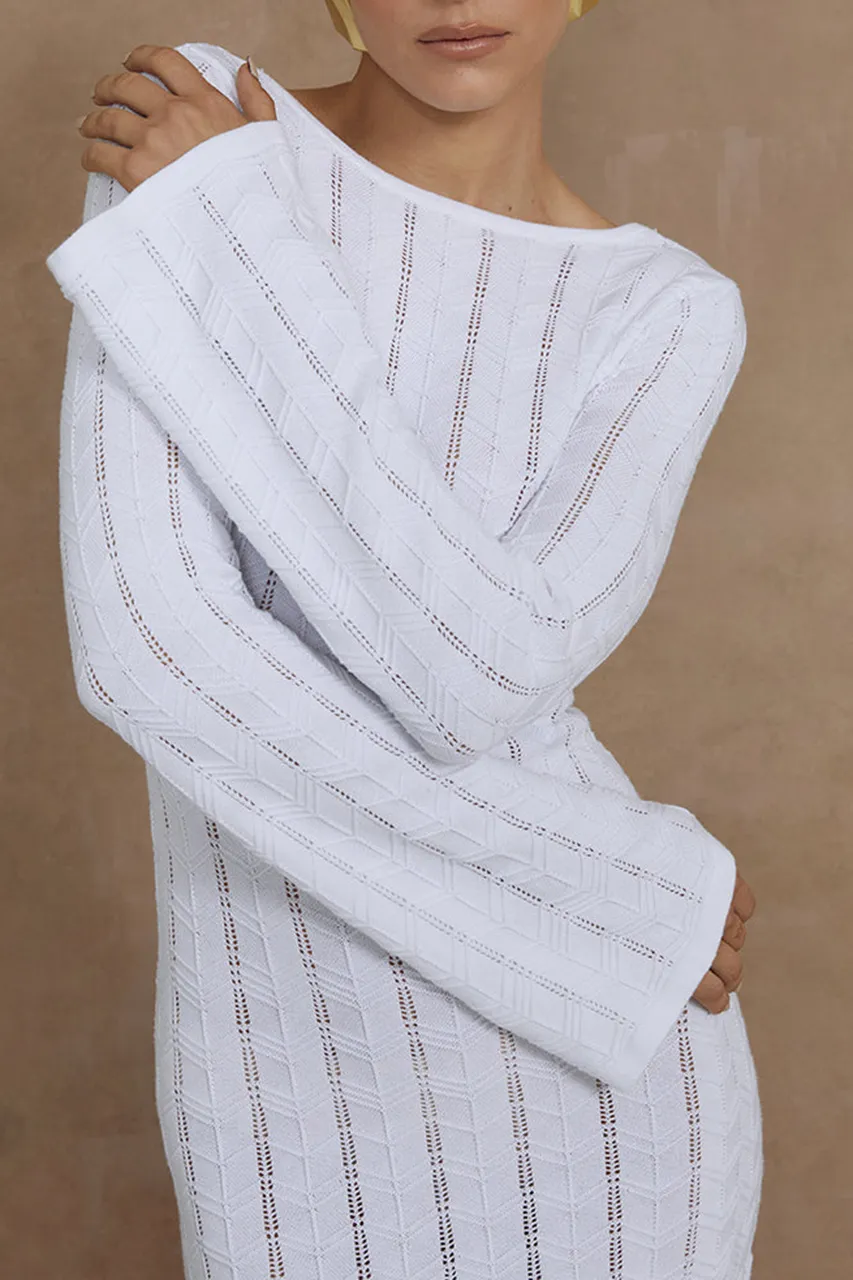 Long Sleeve Ribbed Knit Mini Dres