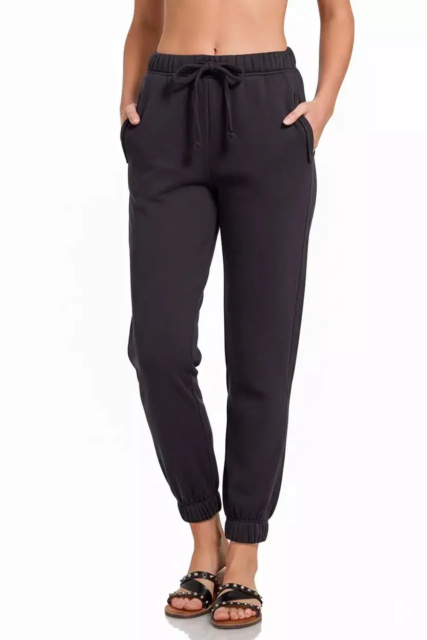 Fleece Drawstring Joggers with Pocket Apparel
