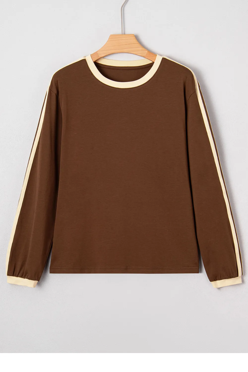 Dark Brown Varsity Striped Accent Tee