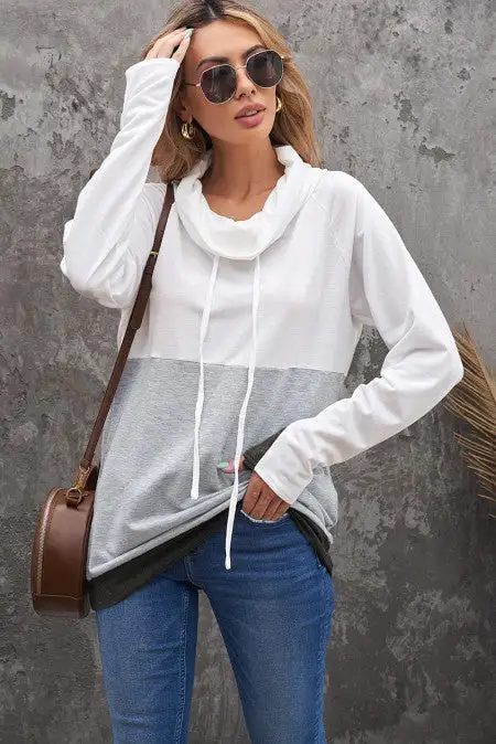 Dual Color Block Thumbhole Sleeved Sweatshirt