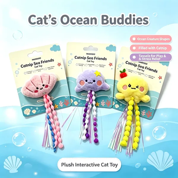 Soft Plush Cat Toy with Catnip Filling Bead Tassel Interactive Play Toy Reduce Boredom for Cats Kitten