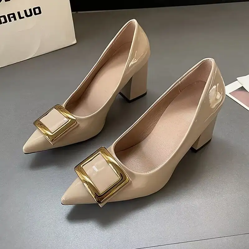 Hollow Detail Pointed Toe Block Heel Sandals