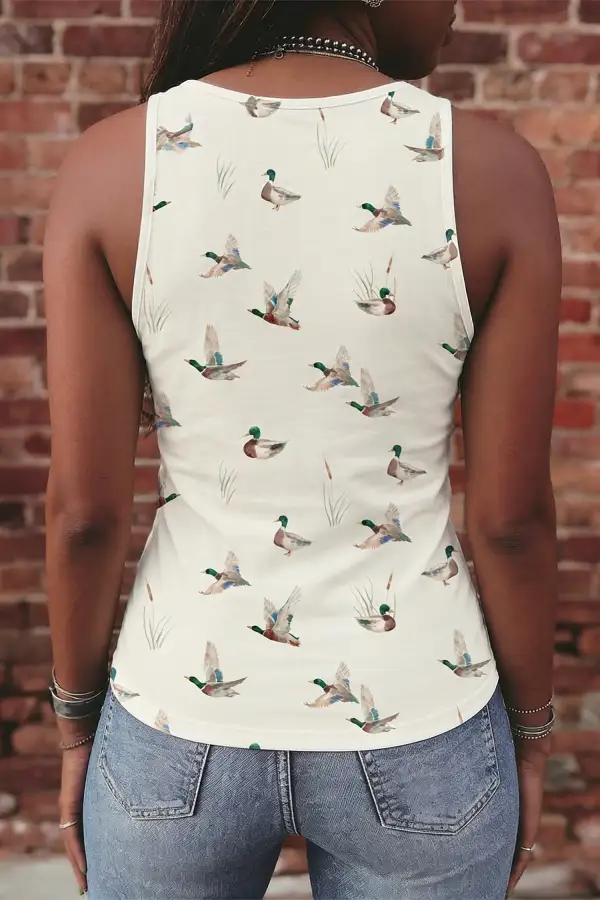 Mallard Print Western Style Tank Top