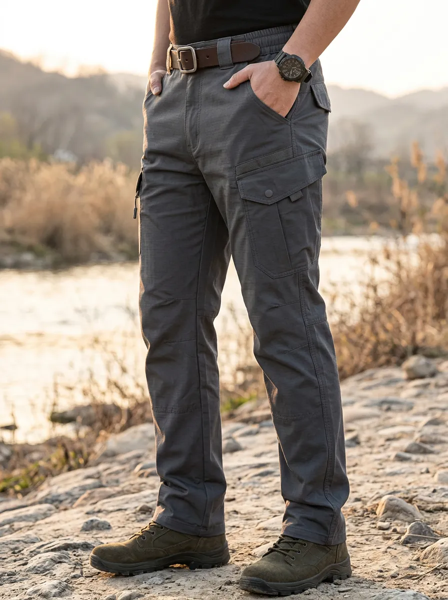 Men's Charcoal Grey Utility Cargo Pants