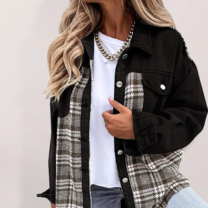 Button-Down Lapel-Collar Collared Denim Jacket
