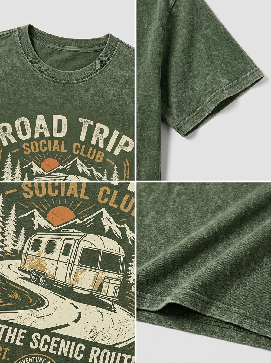Unisex Road Trip Lover Camper Van Mountain Printed T-shirt