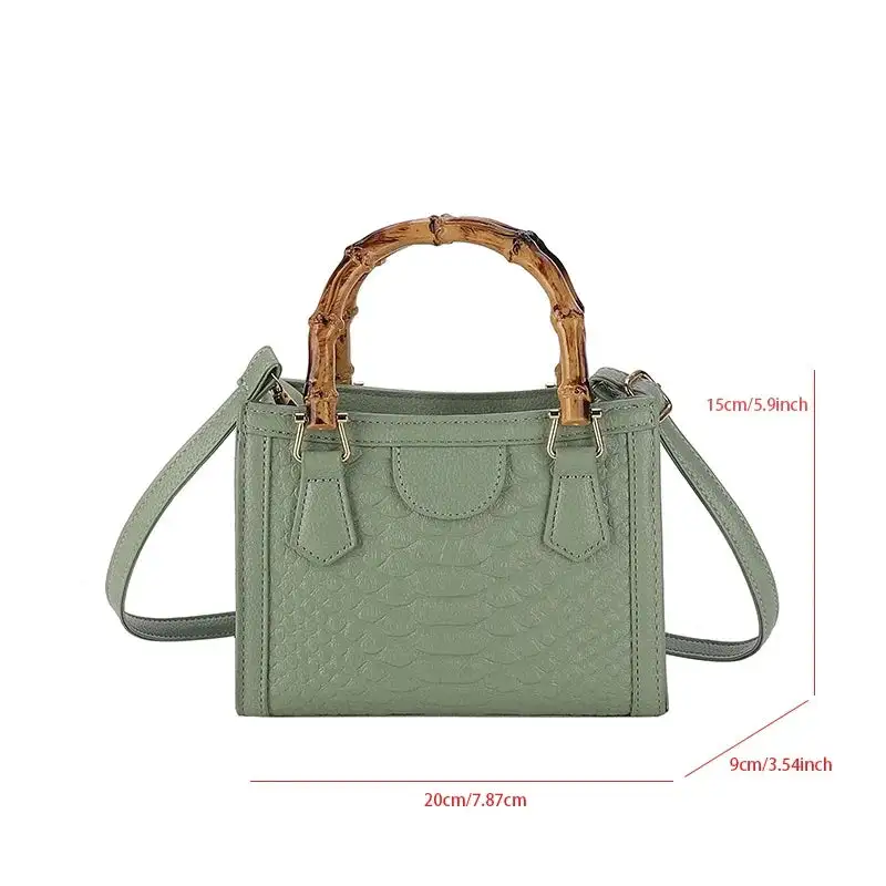 Artisanal Detail: Textured Bamboo-Handle Structured Bag
