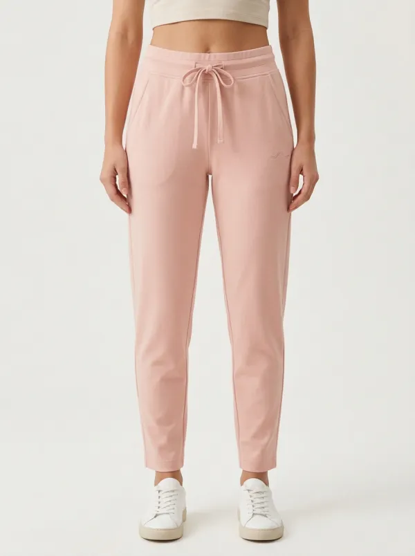 Women's Casual Minimalist Beige Solid Color Drawstring Jogger Pants