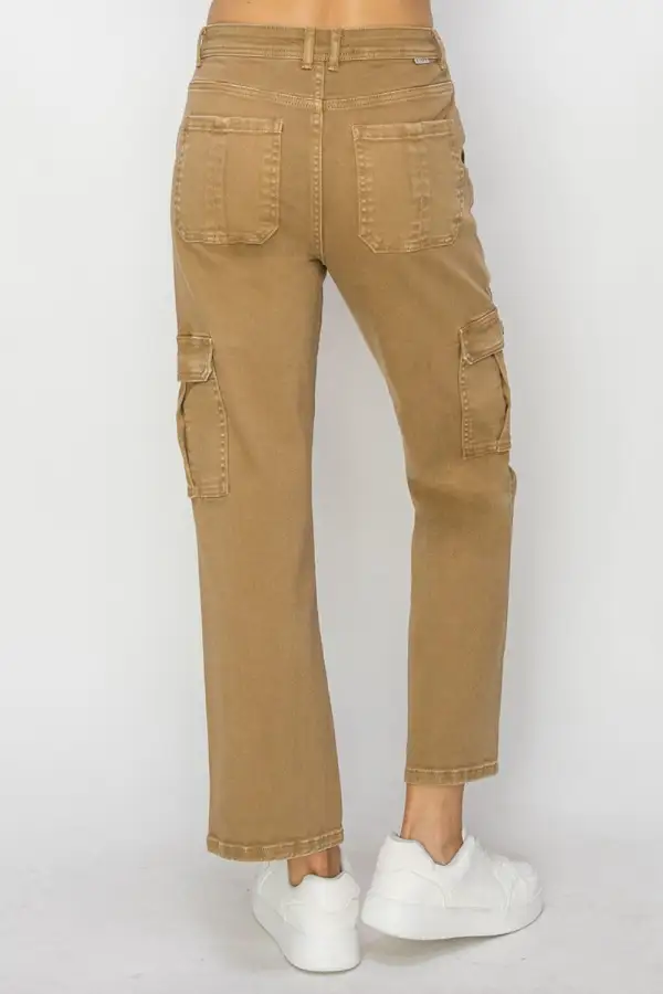 Soft High Waist Cargo Denim Jeans
