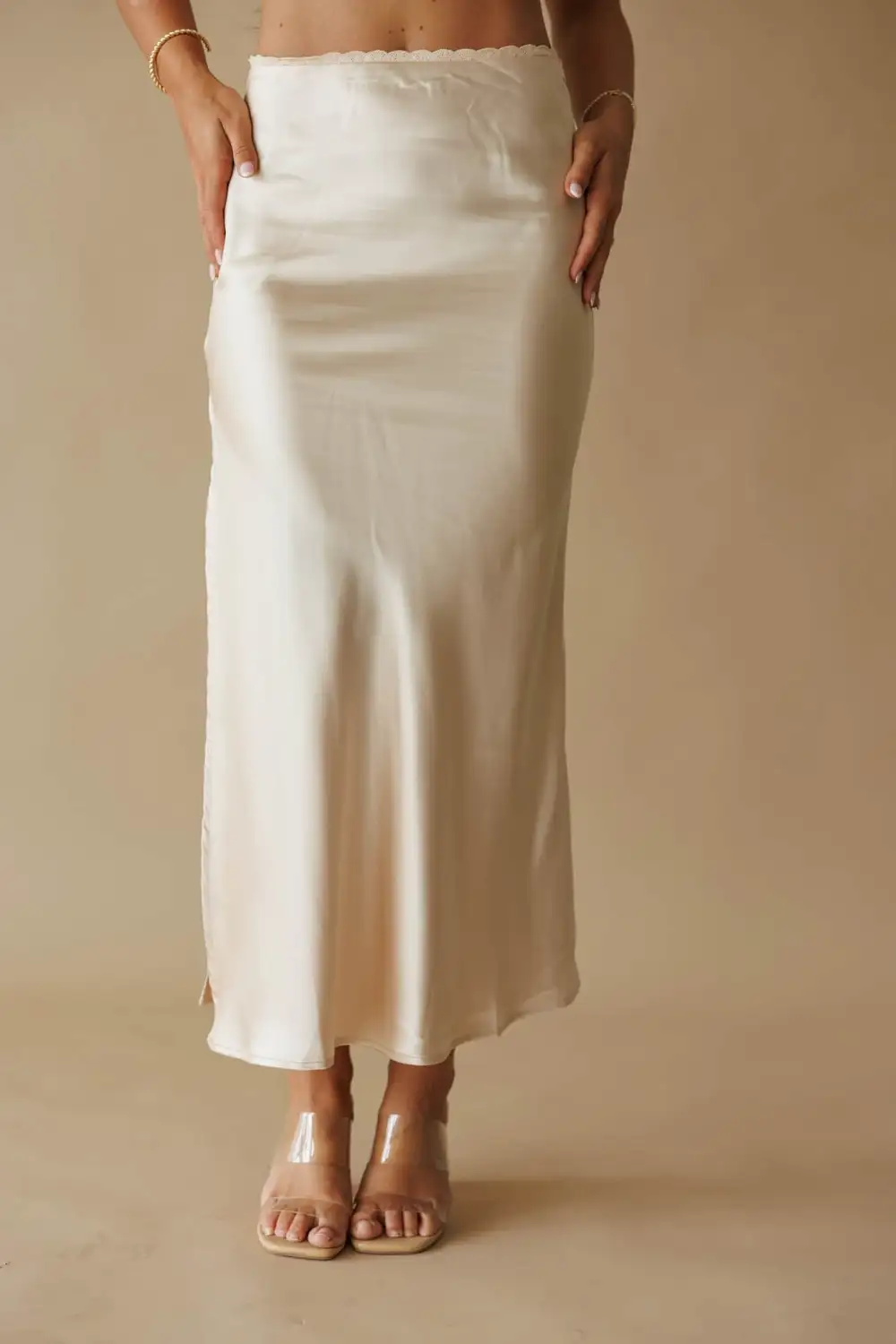 Satin Straight Maxi Skirt