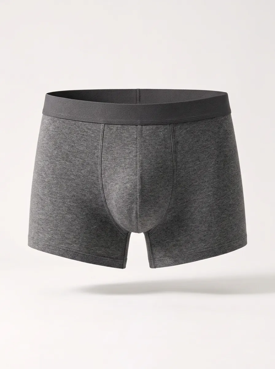 Men's Minimalist Charcoal Grey Solid Printed Boxer Briefs