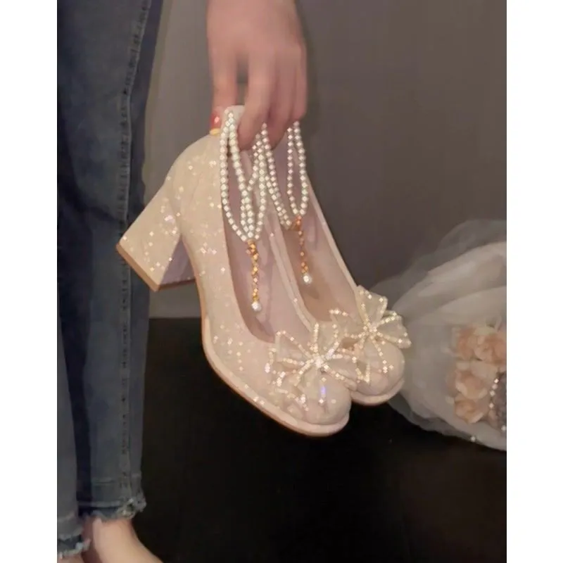Slip On Strap Low Heel Shoes