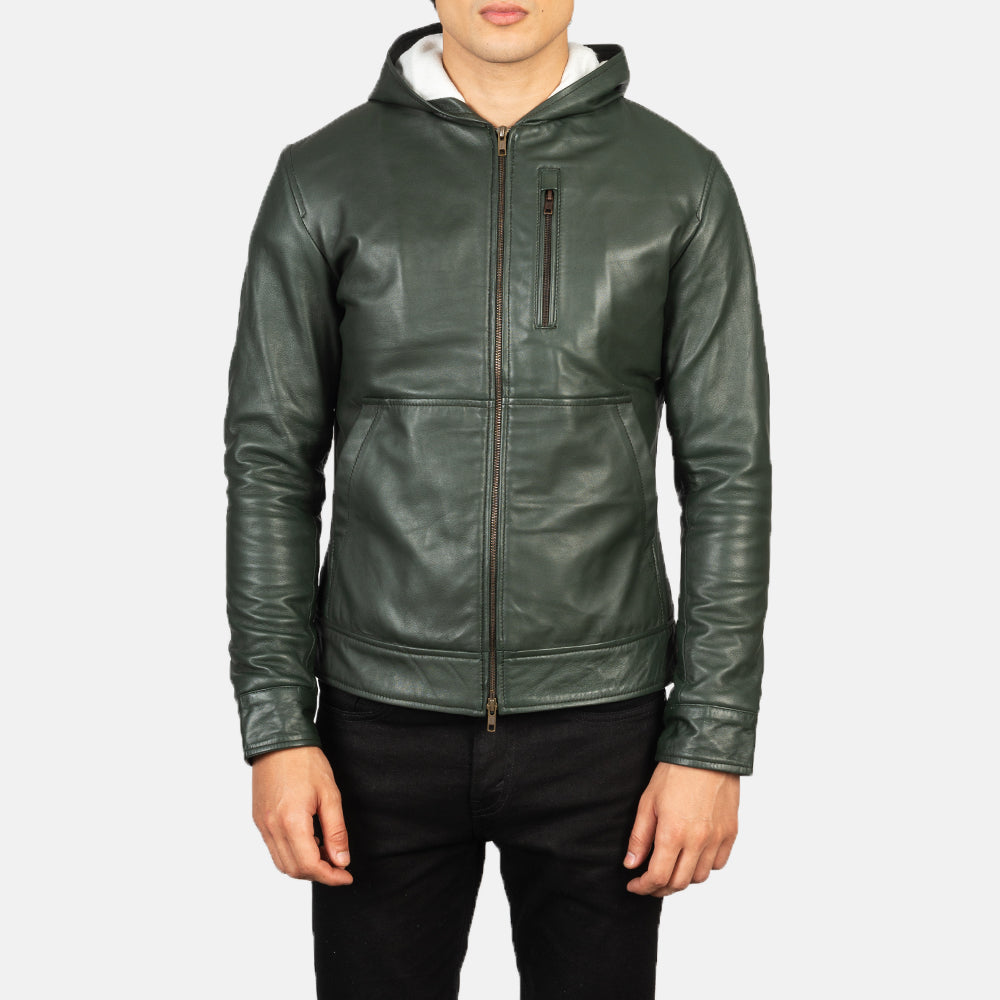 Men's Modern Bomber Hooded Leather Jacket