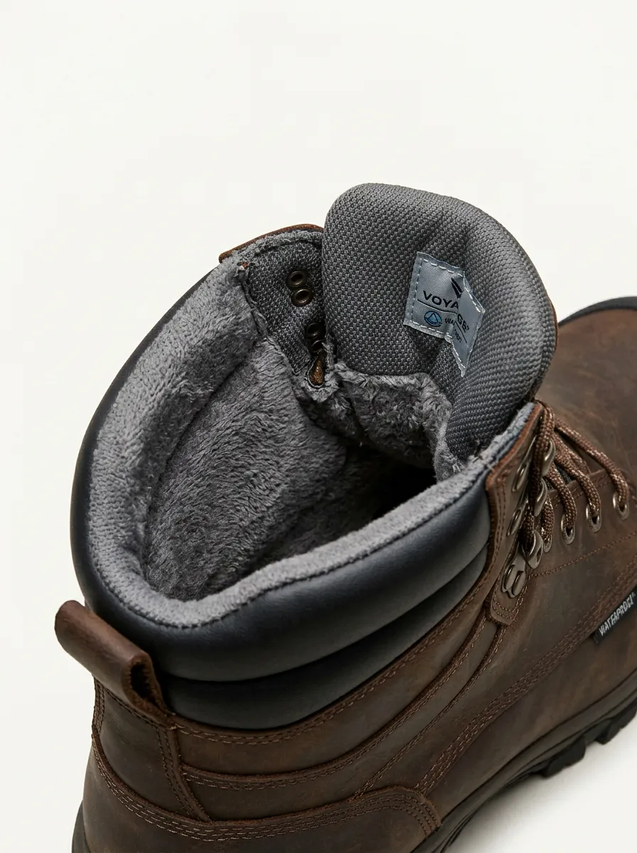 Rugged-Casual Leather-Look Workwear Men's Waterproof Work Boots