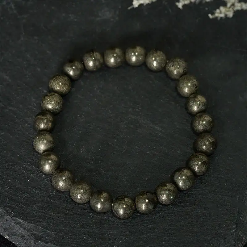 Pyrite Round Beads Bracelet