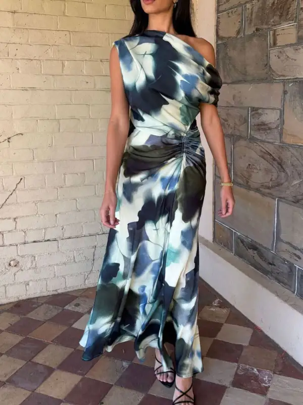 Smooth Finish Floral Printed Maxi Dress