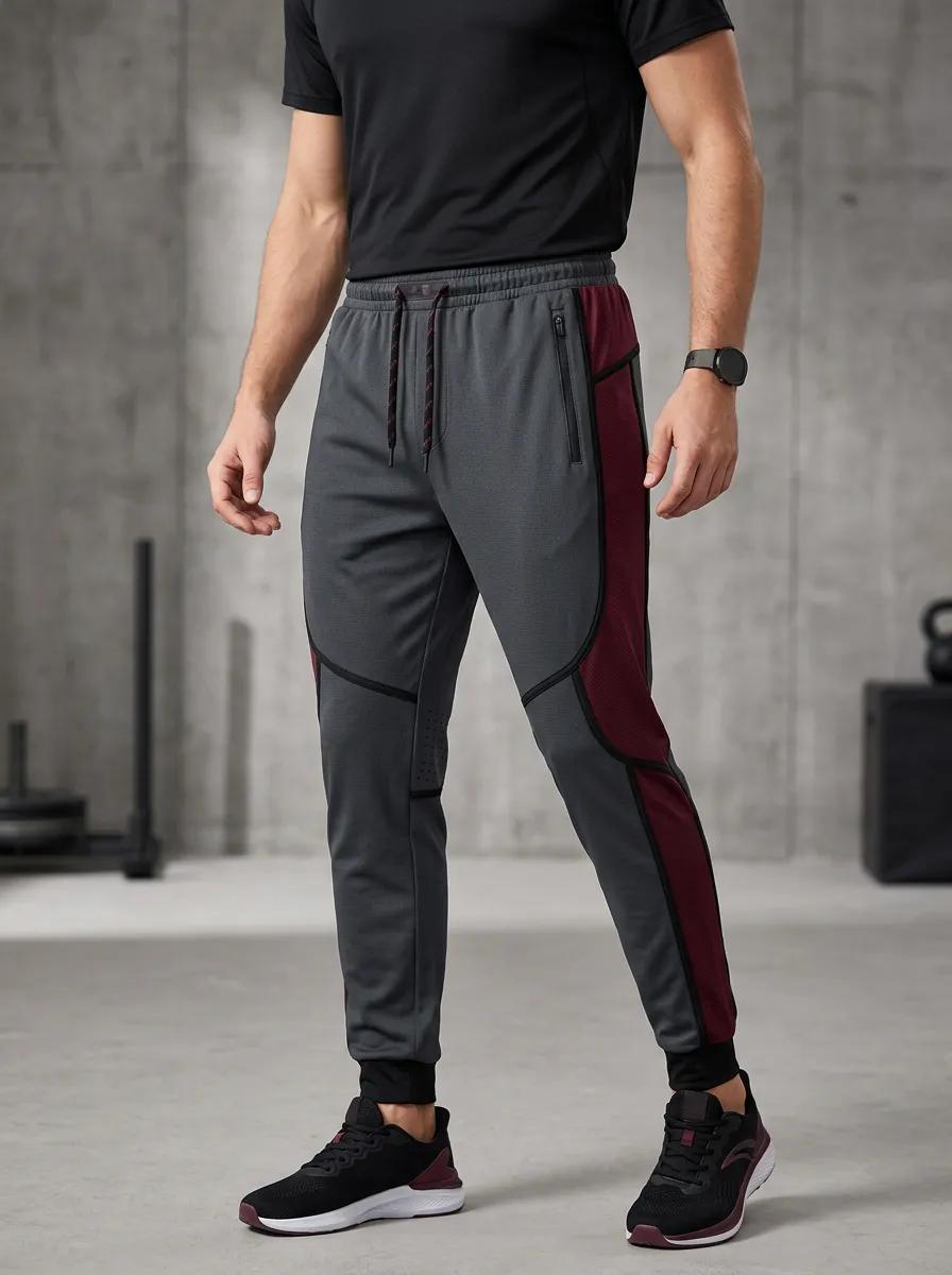 Men's Gym Fitness Colorblock Contrast Side Panel Jogger Pants