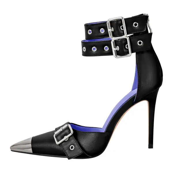 Modern Pointed Toe Stiletto Ankle Strap Pumps