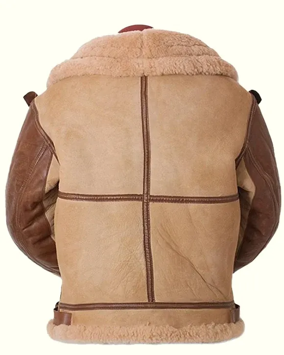 Classic Bomber Shearling Sheepskin Fur Collar Jacket