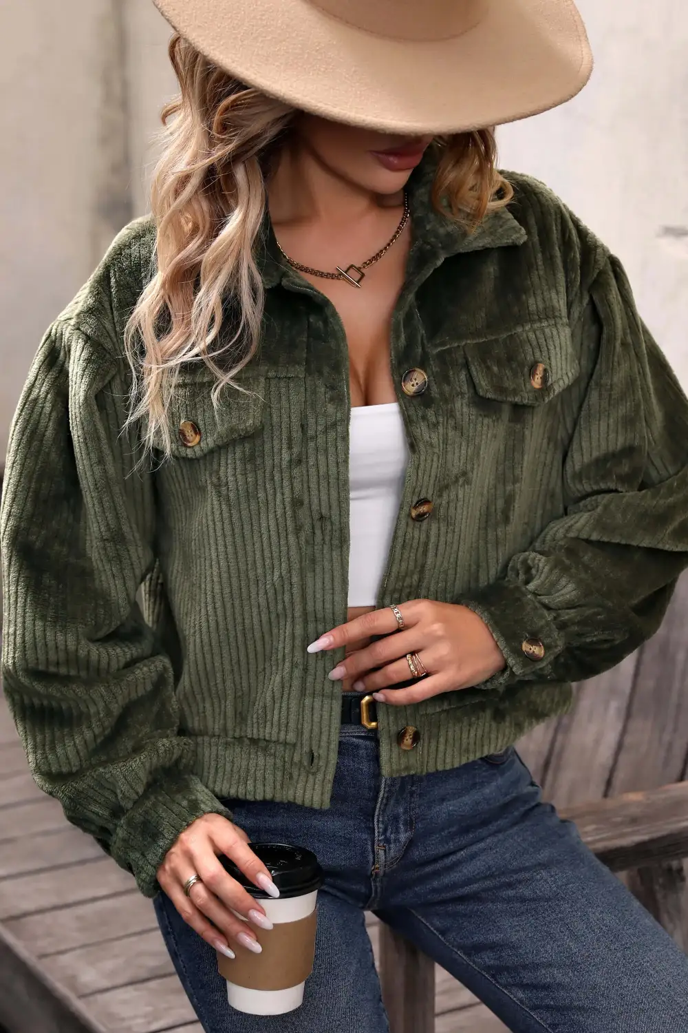 Corduroy Cropped Shacket