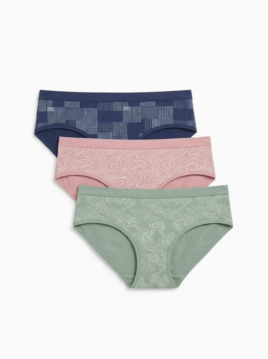 Women's Geometric Wavy Dotted Three-Pack Panties