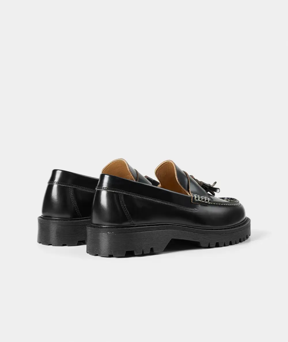 Raw-Edge Polished Loafers