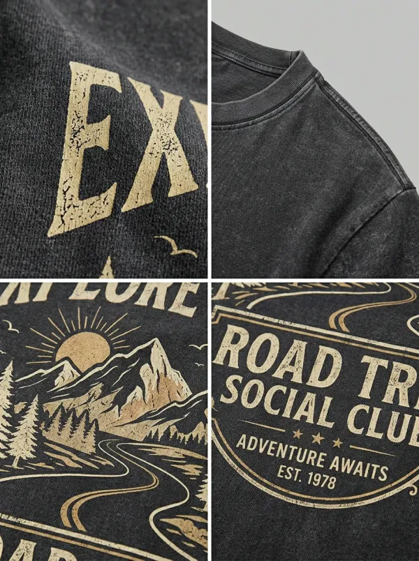 Unisex Adventure Lover Mountain Road Trip Printed T-shirt