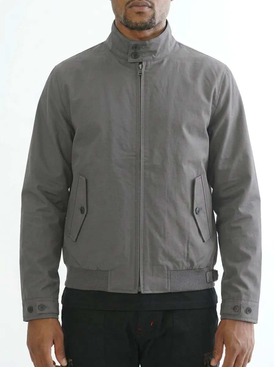 Men's Casual Navy Blue Stand Collar Harrington Jacket