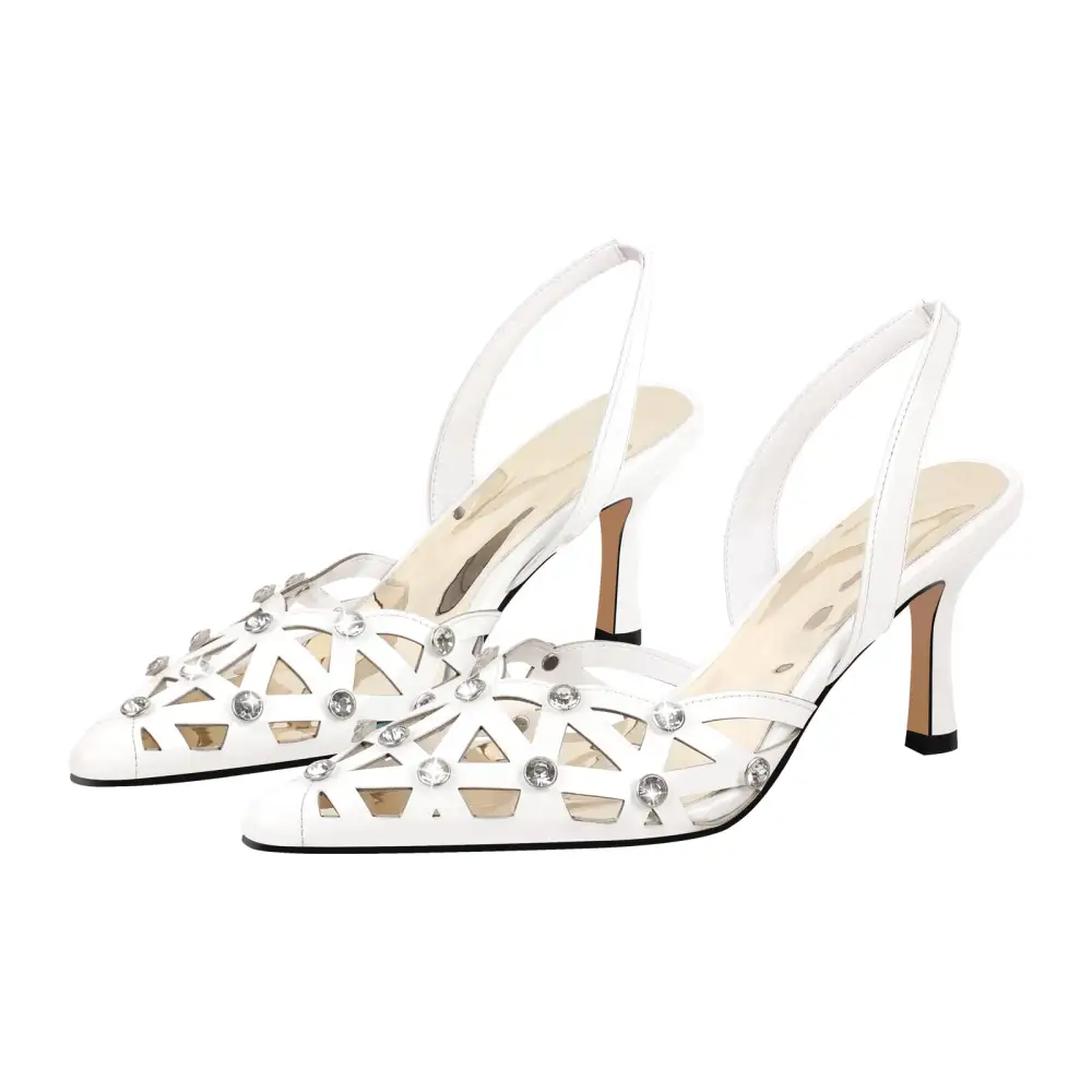 Sleek Rhinestone Pointed Toe Stiletto Slingback Pumps