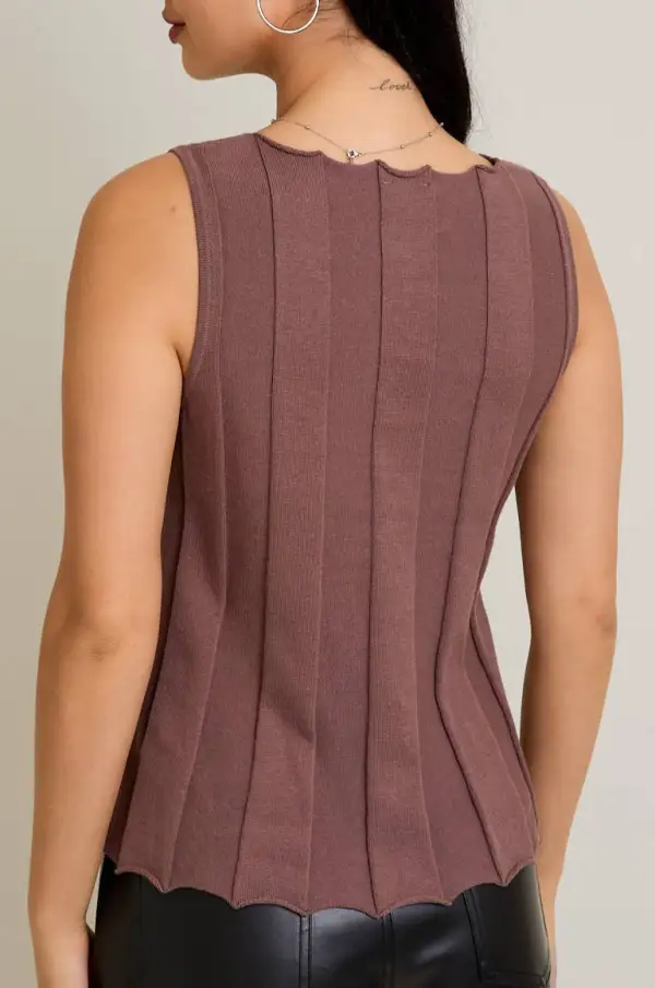 Ribbed Sleeveless Women's Blouse Top