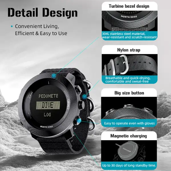 North Edge Altimeter & Weather Forecast Dive Watch Apache-D