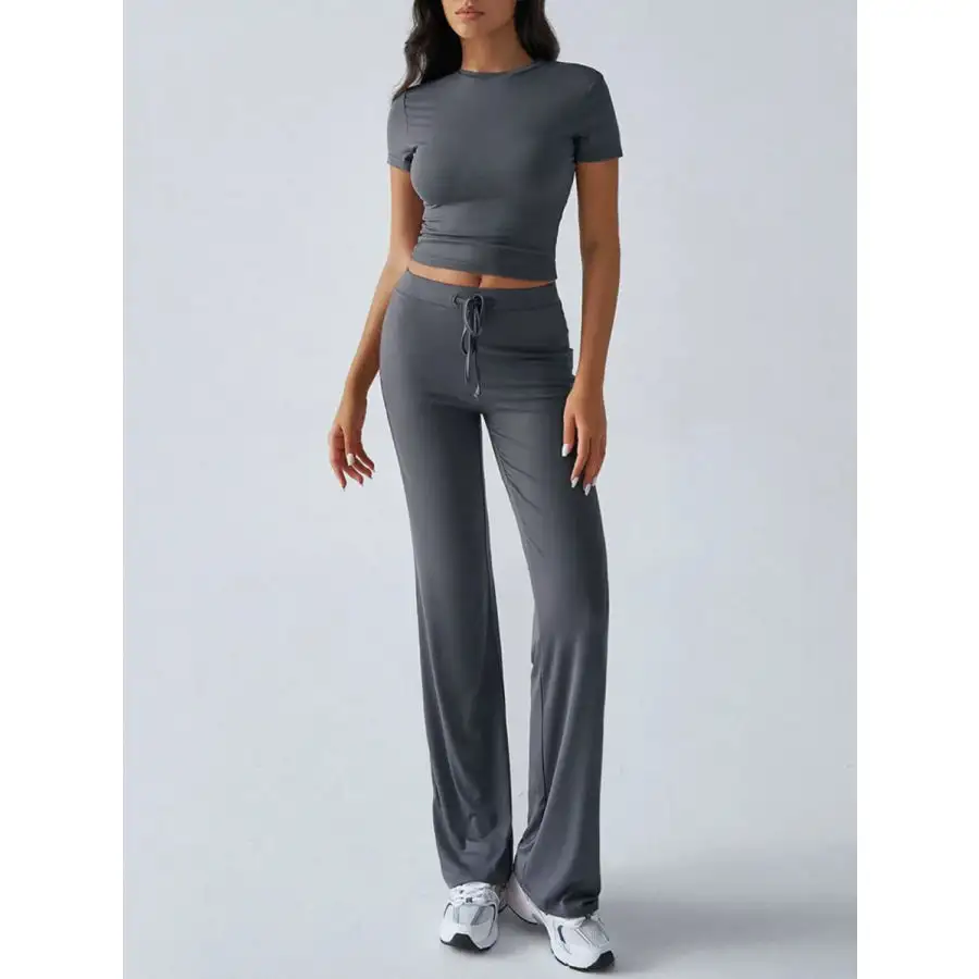 Everyday Round Neck Short Sleeve Top and Pants Set