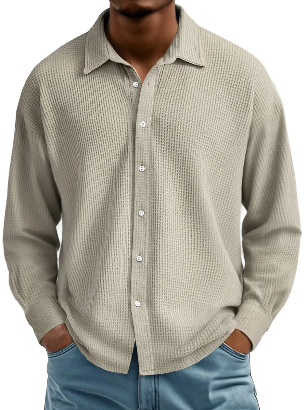 Textured Knit Camp Collar Shirt