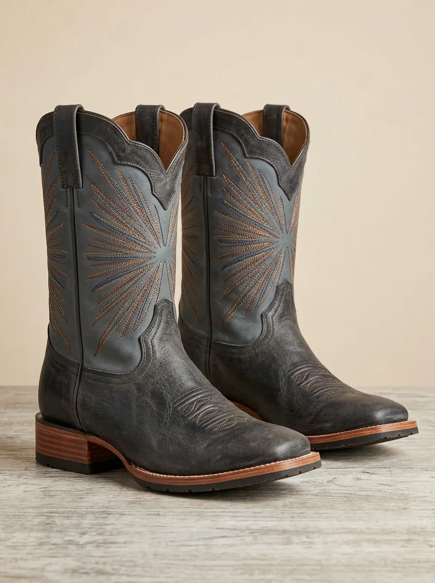 Men's Western Starburst Embroidered Cowboy Boots