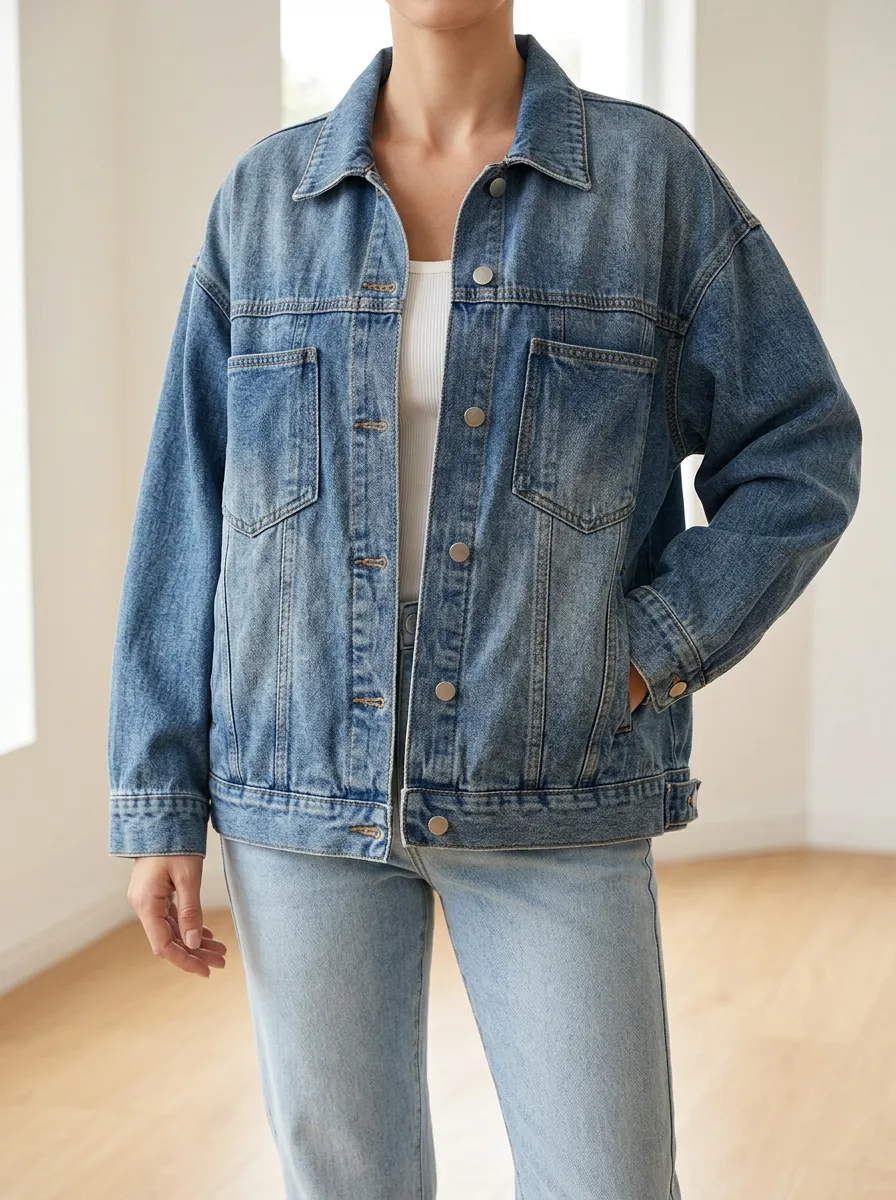 Relaxed Fit Women's Denim Layering Jacket