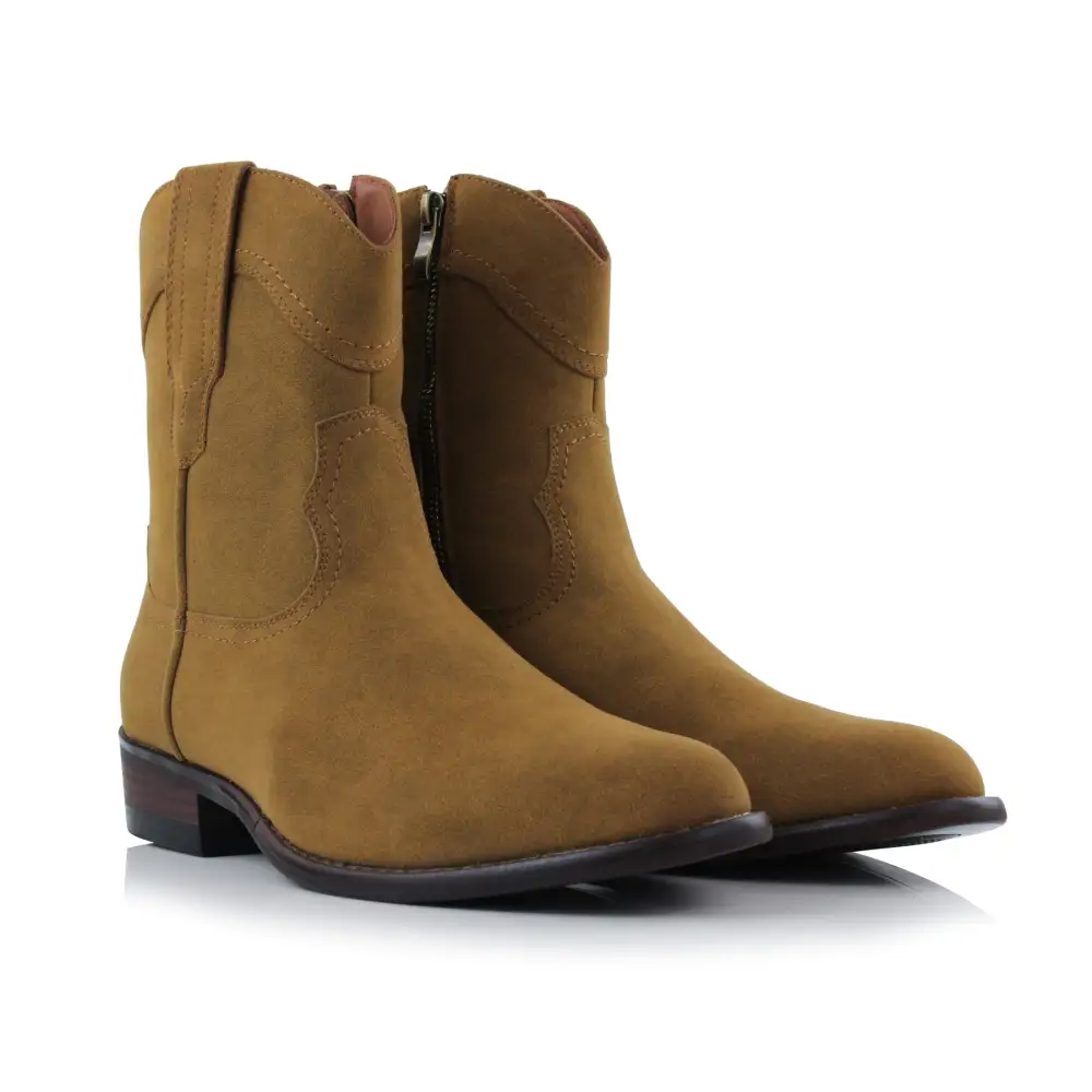 Faux-Suede Suede Faux-Leather Western Boots